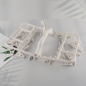 Online Wholesale Clothes Drying Rack Underwear Hangers with 32 Clips