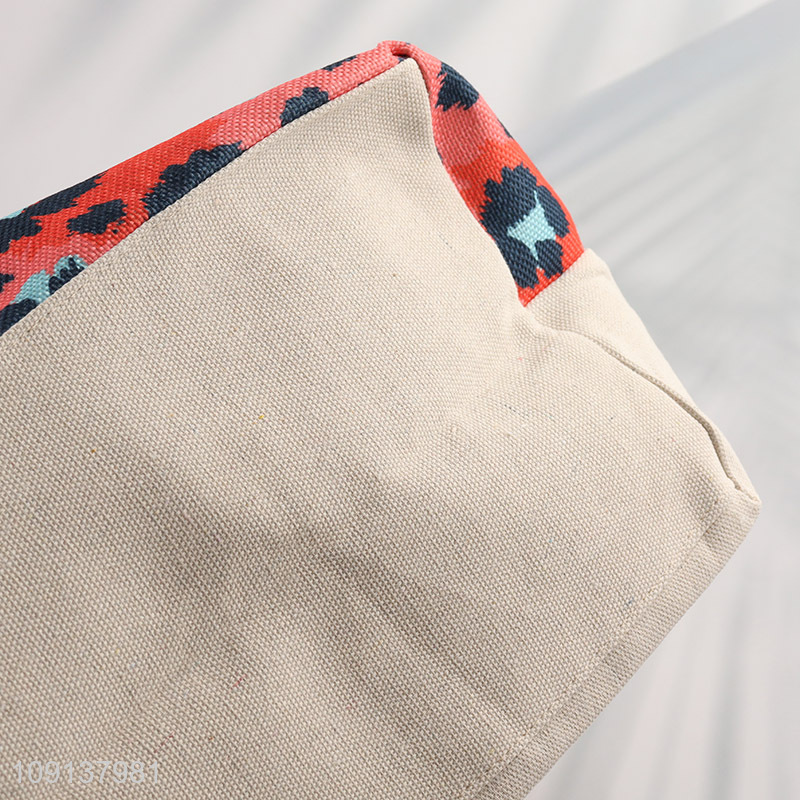 China Imports Zipper Canvas Beach Tote Bag with Rope Handles