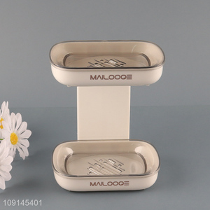 New Arrival 2-Tier Wall Mounted Plastic <em>Soap</em> <em>Holder</em> for Bathroom
