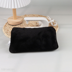 Good selling black winter plush rechargable electric <em>hot</em> <em>water</em> <em>bag</em> with VDE europe plug