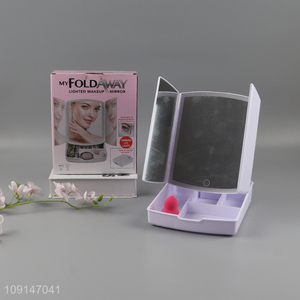 Hot products folding led <em>cosmetic</em> <em>mirror</em> vanity <em>mirror</em> with storage box
