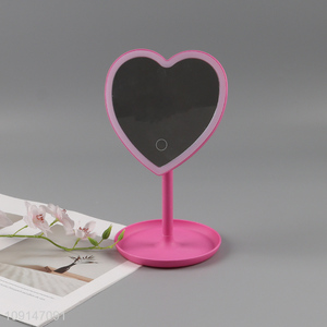Factory price heart shape <em>cosmetic</em> <em>mirror</em> vanity <em>mirror</em> table <em>mirror</em> with led light