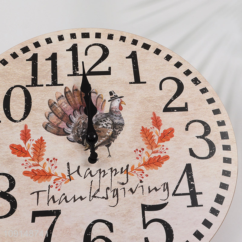 Hot products round happy thanksgiving series wall clock  for sale