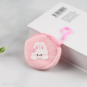 Hot selling pink rabbit girls plush portable coin <em>purse</em> key bag