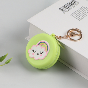 China supplier portable round silicone coin <em>purse</em> key bag for sale