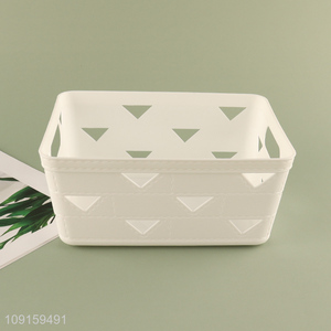Top selling rectangle hollow plastic <em>storage</em> <em>basket</em> for desktop