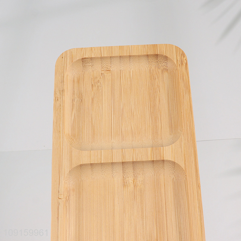 New Arrival 2-Compartment Bamboo Dinner Plate Divided Dinner Platter