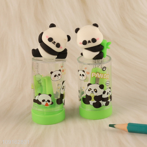 Factory price cartoon panda trash can <em>pencil</em> sharpener for sale