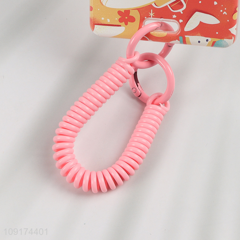 Good Quality ID Card Badge Holder with Key Chain，Spring Rope & Metal Keyring