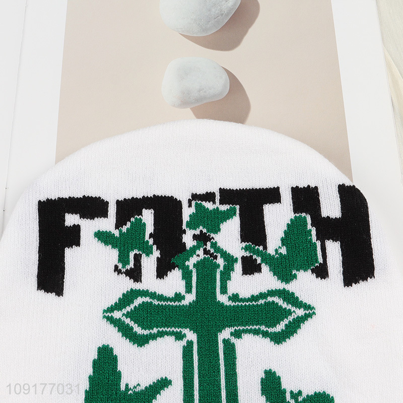 New Product Unisex Winter Beanie Hat Cross Jacquard Hat Beanie Cap