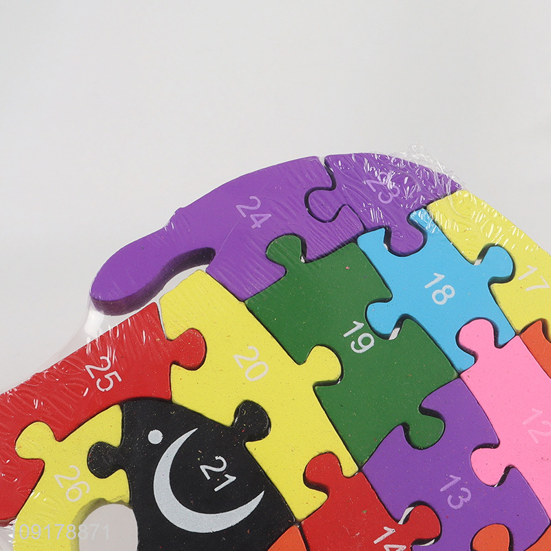 New Arrival Wooden Animal Alphabet Number Puzzle for Toddlers (Elephant)
