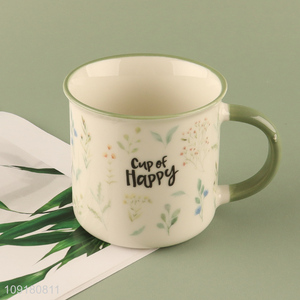 Best selling flower printed <em>ceramic</em> water <em>cup</em> drinking <em>cup</em>