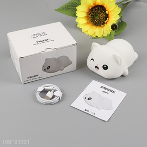 Top selling cartoon lying cat silicone <em>lamp</em> night lights for household