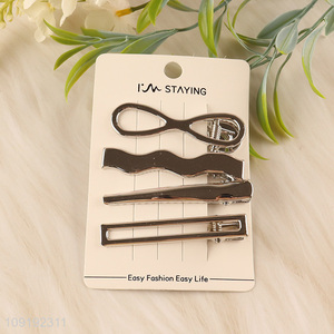 High Quality 4 Pieces Silver Metal Hair Clips <em>Hairpin</em> Set for Women