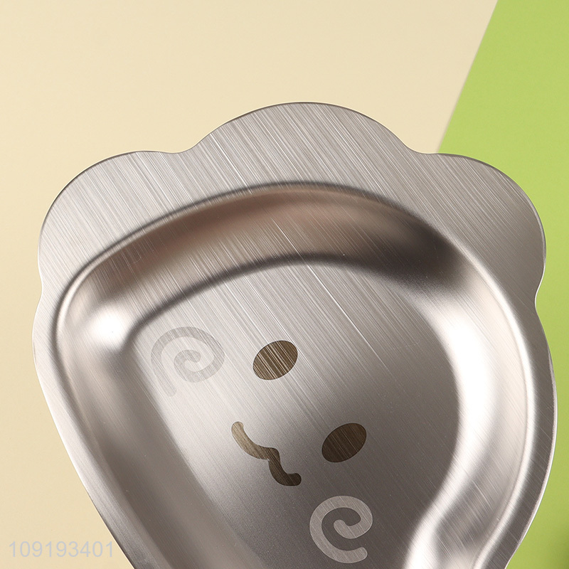 Popular products cartoon dinosaur stainless steel tableware plate for kids