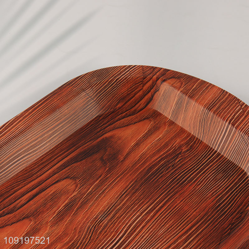China Imports Plastic Serving Tray Custom Wood Grain Plastic Serving Tray