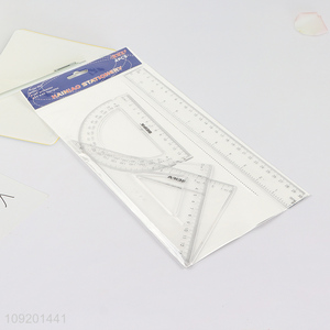 Top selling clear 4pcs plastic school students ruler set wholesale