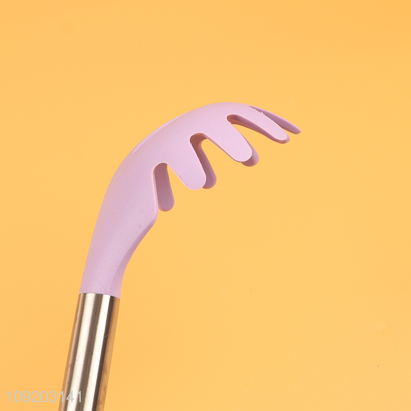 Factory supply silicone kitchen utensil spaghetti spatula with stainless steel handle