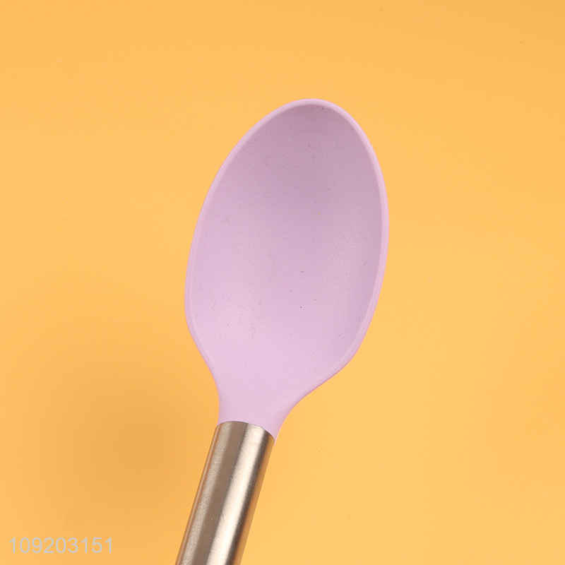 China products stainless steel handle kitchen utensil silicone basting spoon