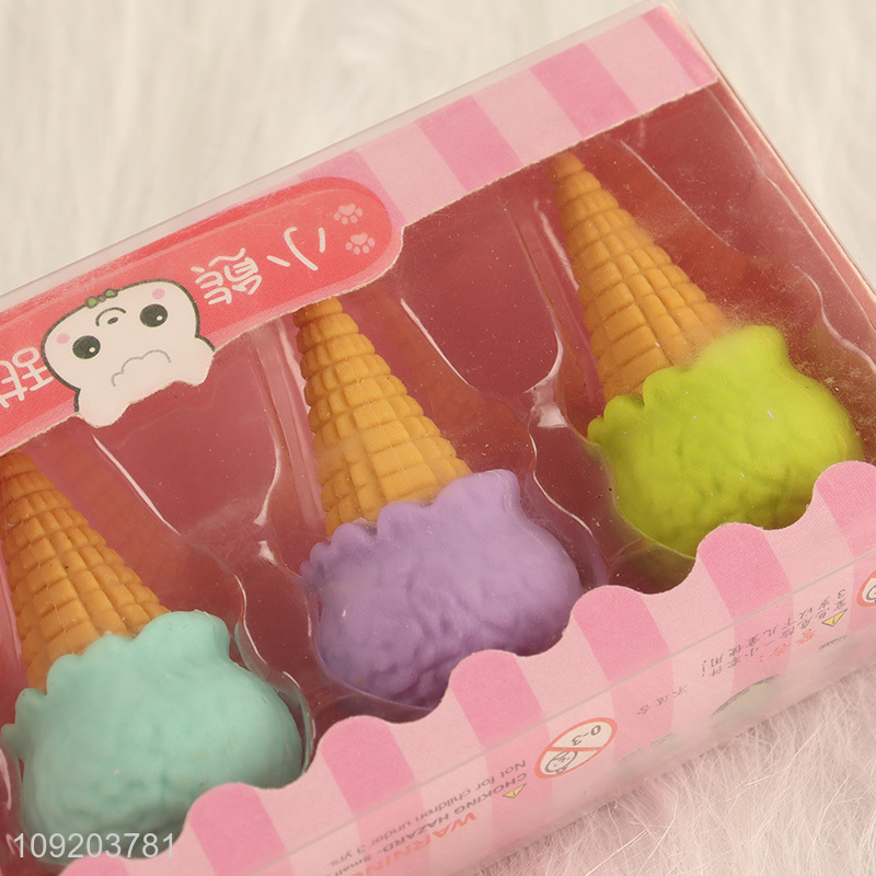 Online Wholesale 4 Pieces Cute Ice Cream Cone Erasers for Kids Students