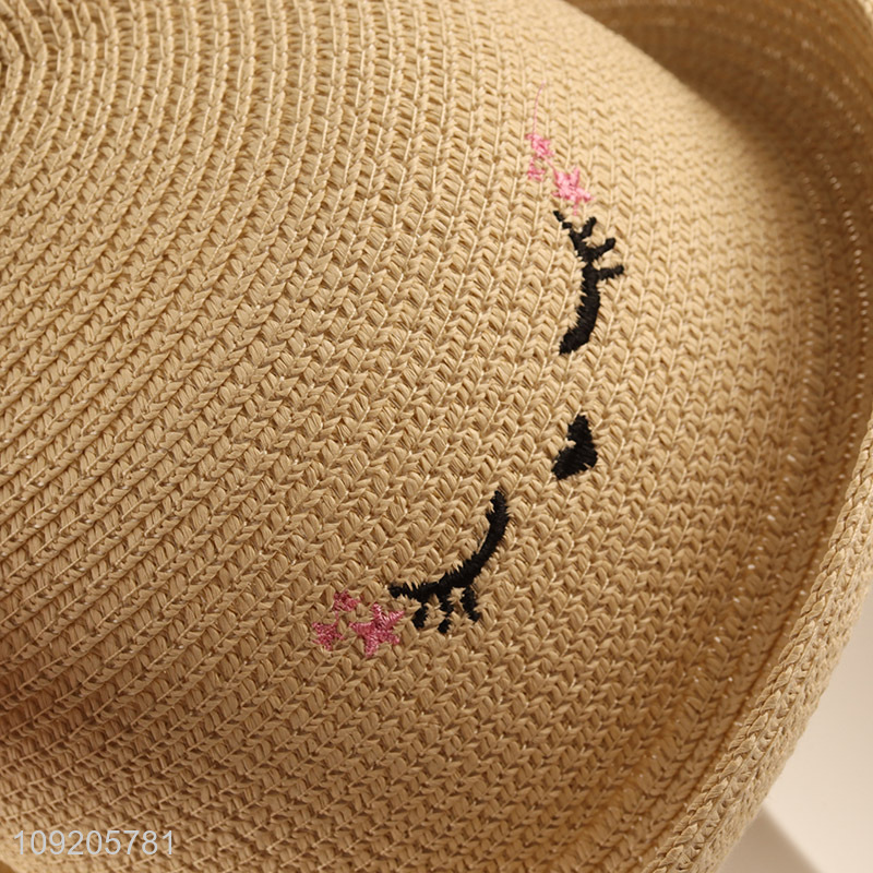 Hot Selling Kids Straw Hat Cat Sun Hat Summer Beach Hat