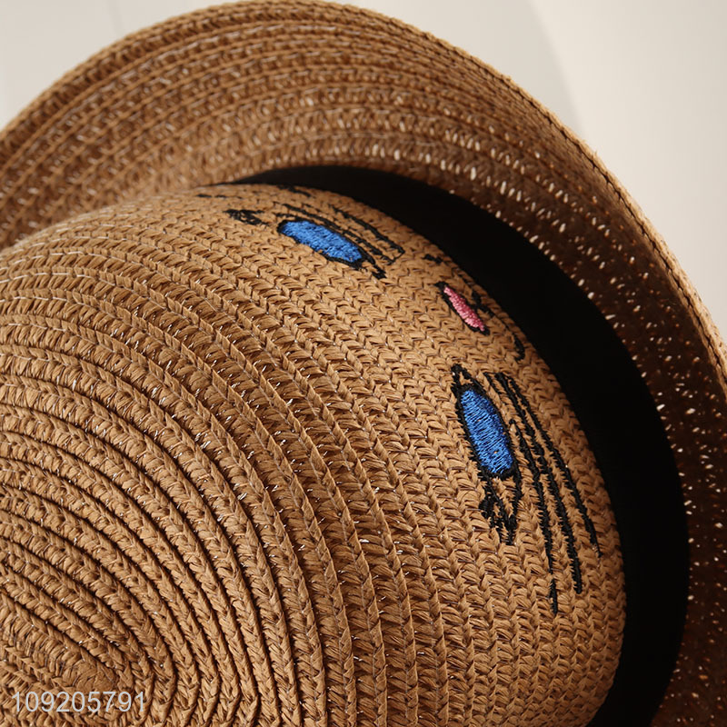 China Imports Kids Straw Hat Cat Beach Hat Outdoor Sun Hat
