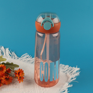 Factory Supply Leakproof Plastic Water Bottle with <em>Straw</em> & Handle