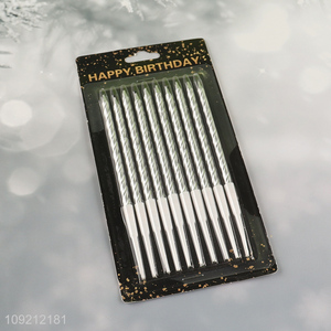 China Imports 10-Count Silver Spiral <em>Candles</em> Metallic <em>Birthday</em> <em>Candles</em>