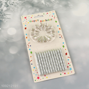 Factory Supply 12-Count Silver Spiral <em>Birthday</em> <em>Candles</em> Cupcake <em>Candles</em>