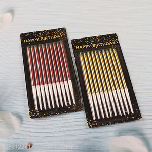 Factory Price 10-Count Long Thin Metallic Cake <em>Candles</em> for <em>Birthday</em>