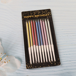 Good Quality 10-Count Colorful Long Thin Metallic <em>Birthday</em> Cake <em>Candles</em>