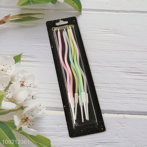 China Imports 6-Count Colorful Twisted Long Thin Cake <em>Candles</em> for <em>Birthday</em>