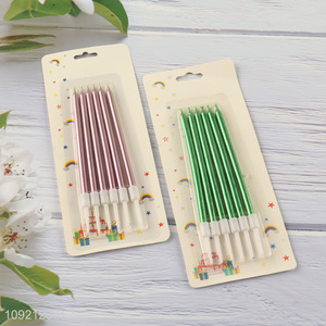 Factory Supply 6-Count Long Thin Meallic <em>Birthday</em> Cake <em>Candles</em> with Holders