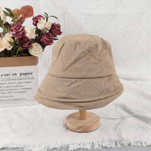 Good Quality Cotton Linen Bucket Hat Summer Outdoor Sun Hat