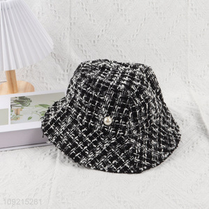 Good Quality Tweed Bucket Hat Winter Bucket Hat for Women