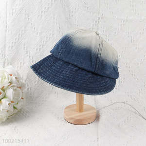 High Quality Womens Wide Brim Sunhat Washed Denim Sun Hat
