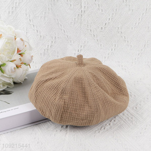 Factory Price Solid Color Vintage Winter Beret Caps for Women