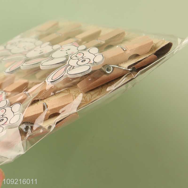New arrival 10pcs cartoon rabbit wooden clips school office paper clips