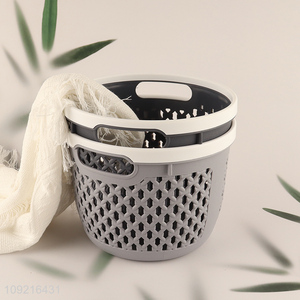China wholesale round pp hollow <em>storage</em> <em>basket</em> with handle