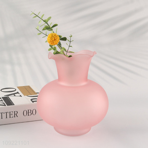 China supplier pink glass tabletop decor <em>flower</em> <em>vase</em> hydroponic <em>vase</em>
