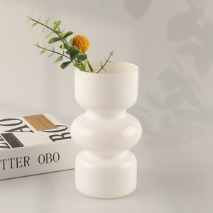 Good price white glass <em>flower</em> <em>vase</em> hydroponic <em>vase</em> for living room decor