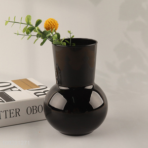 Popular products modern style black glass <em>flower</em> <em>vase</em> hydroponic <em>vase</em>