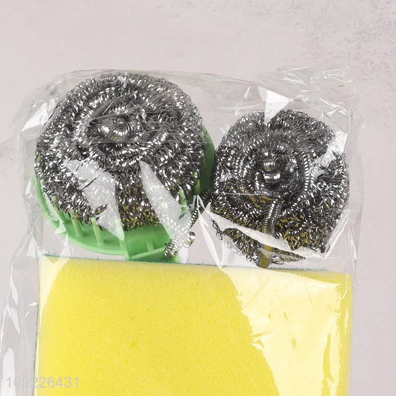Wholesale 4PCS Cleaning Sponge Steel Scrubber Set for Cleaning Dishes Pots