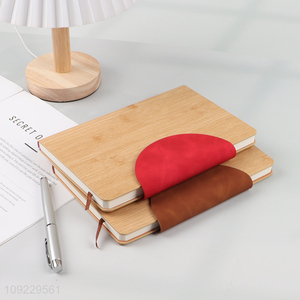 High Quality A5 <em>Notebook</em> Bamboo Pattern PU Leather <em>Notebook</em> for Home Business