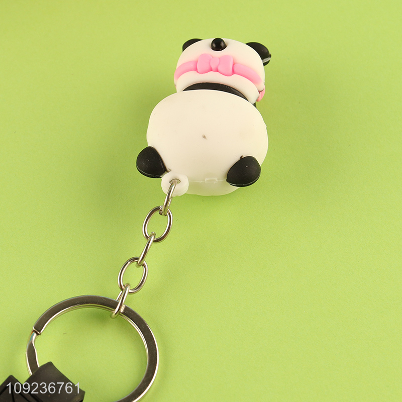 China supplier panda pendant silicone keychain key rings for gifts
