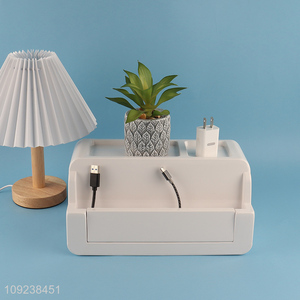 Hot selling household white cable management <em>box</em> <em>storage</em> <em>box</em> for desktop