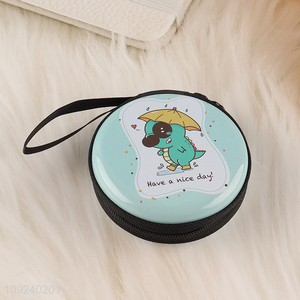 Good selling portable round tin plate cartoon coin purse