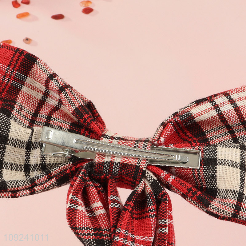 Hot Selling Tartan Bow Hair Clips Plaid Bow Hair Clips Hair Accessories