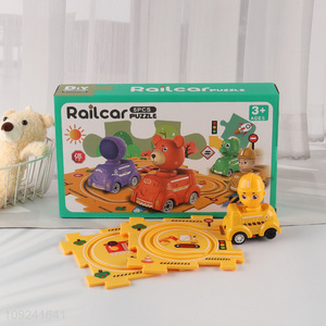 Good Quality <em>Puzzle</em> Track Electric Cartoon Car Toy Plastic Railcar Set