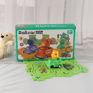 New Product <em>Puzzle</em> Track Electric Dinosaur Car Toy Plastic Railcar Set